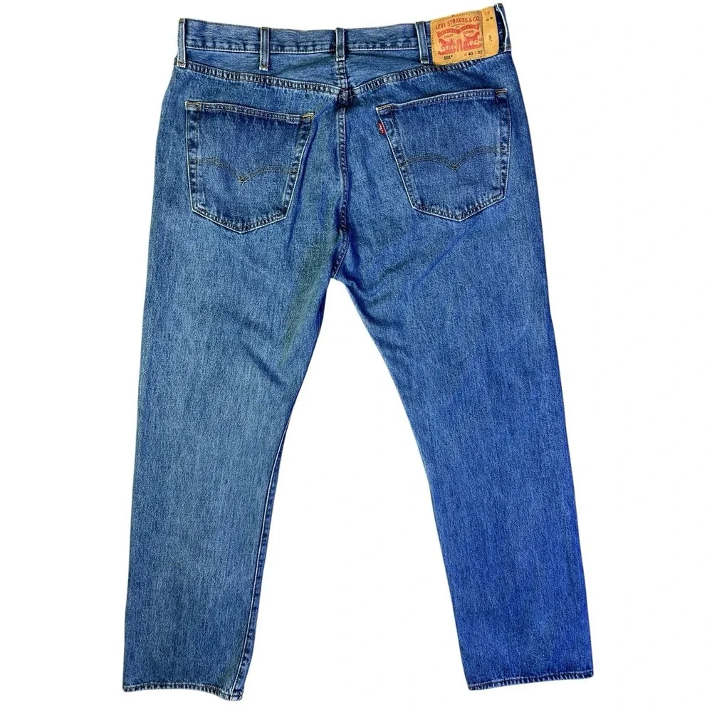 Levi's 501 Button Fly Blue Denim Straight Leg Jeans Men's 40x32